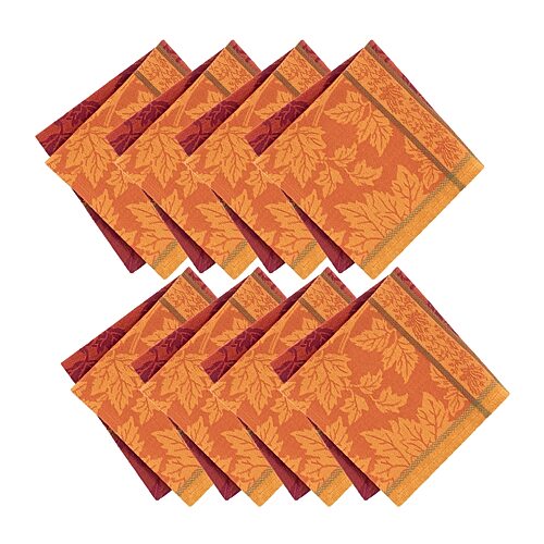 Threadmade Maplewood Jacquard Harvest Cotton Napkins 8-pc. Napkins In Orange