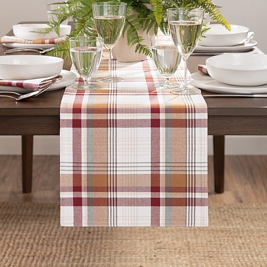 Elrene Home Fashions Seneca Plaid Harvest Cotton Table Runner