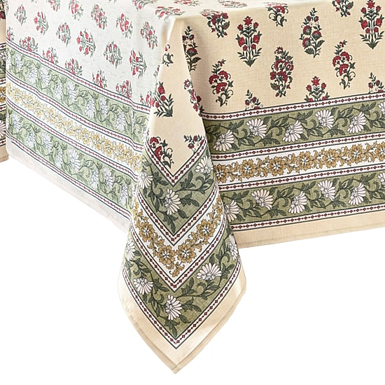Threadmade Nomad Harvest Block Print Rectangle Tablecloth