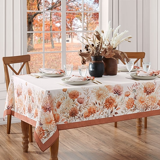 Threadmade Autumn Blooms Rectangle Tablecloth