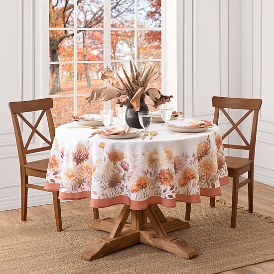 Elrene Home Fashions Autumn Blooms Oval Tablecloth
