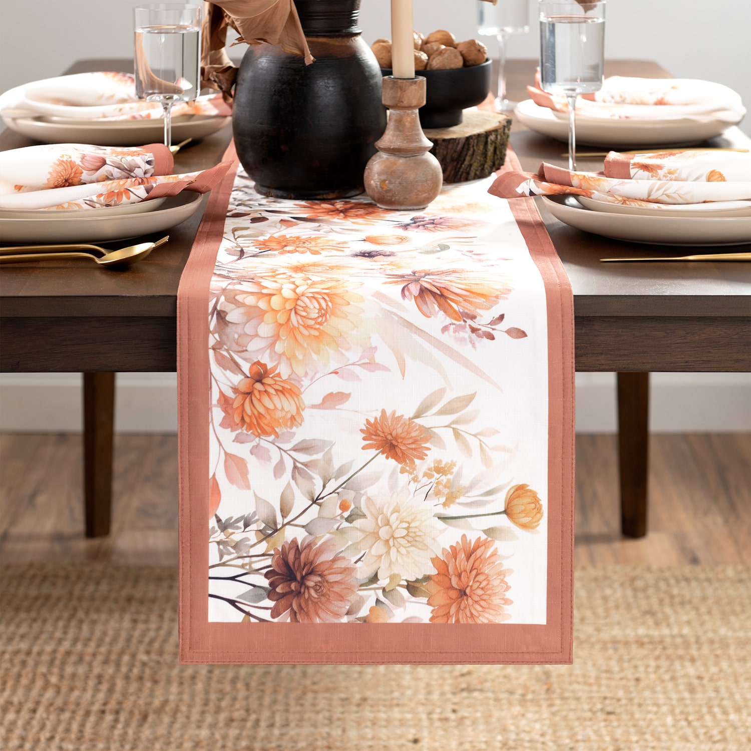 Threadmade Autumn Blooms Table Runner
