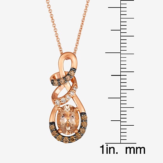 Le Vian® Pendant featuring 7/8 CT. Peach Morganite™ 1/4 CT. Chocolate Diamonds® 1/20 CT. Nude Diamonds™ set in 14K Strawberry Gold®