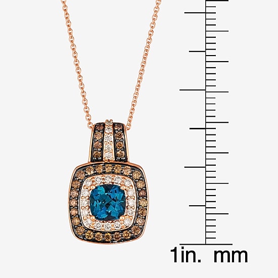 Le Vian® Pendant featuring 1 CT. Deep Sea Blue Topaz™ 1/4 CT. Nude Diamonds™  3/8 CT. Chocolate Diamonds® set in 14K Strawberry Gold®
