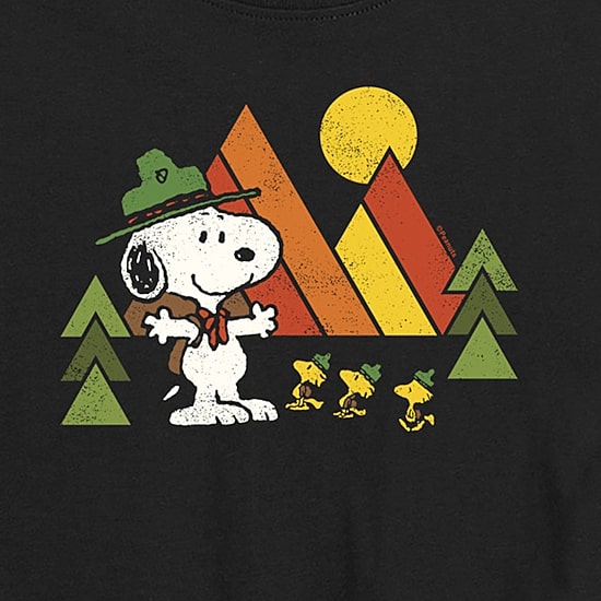 Snoopy And Woodstock Camping Little & Big Kid Boys Crew Neck Short Sleeve Regular Fit Peanuts Snoopy Graphic T-Shirt