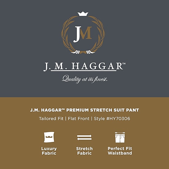 Haggar JMH Tailored Mens Stretch Fabric Modern Fit Plaid Flat Front Suit Pant