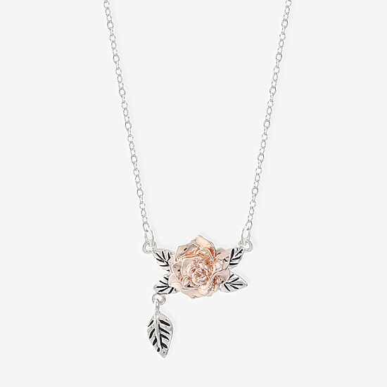 Disney Classics Womens Pure Silver Over Brass Flower 18 Inch Pendant Necklace