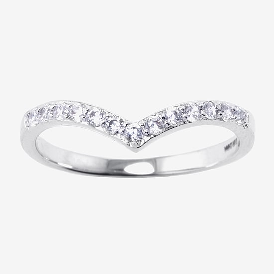 Sparkle Allure Womens Crystal Pure Silver Over Brass Band
