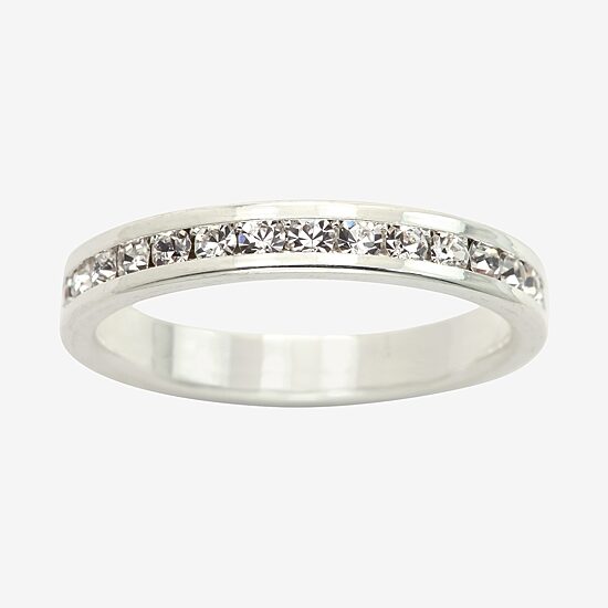 Sparkle Allure Womens 3MM Crystal Pure Silver Over Brass Hypoallergenic Band