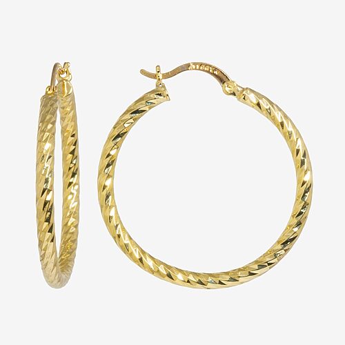 Silver Reflections Womens 24K Gold Over Brass 40mm Round Hoop Earrings, One Size