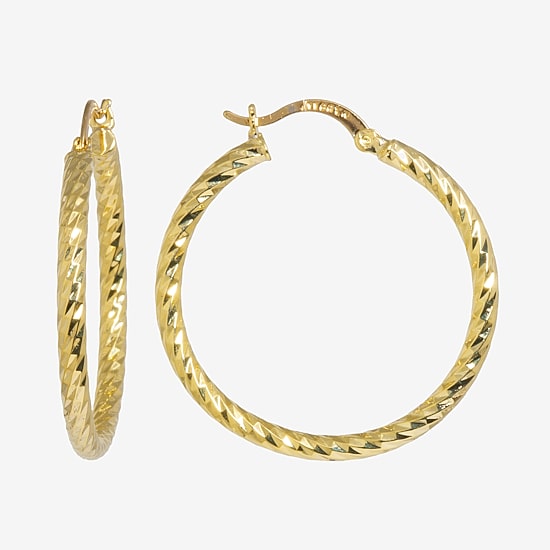 Silver Reflections Womens 24K Gold Over Brass 40mm Round Hoop Earrings