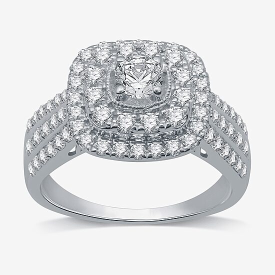 LIMITED EDITION! Womens 1 1/4 CT.T.W. Natural Diamond 10K White Gold Halo Engagement Ring