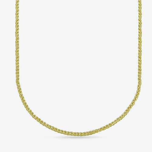 Womens 18K Gold 18 Inch Wheat Chain Necklace, One Size, Gold