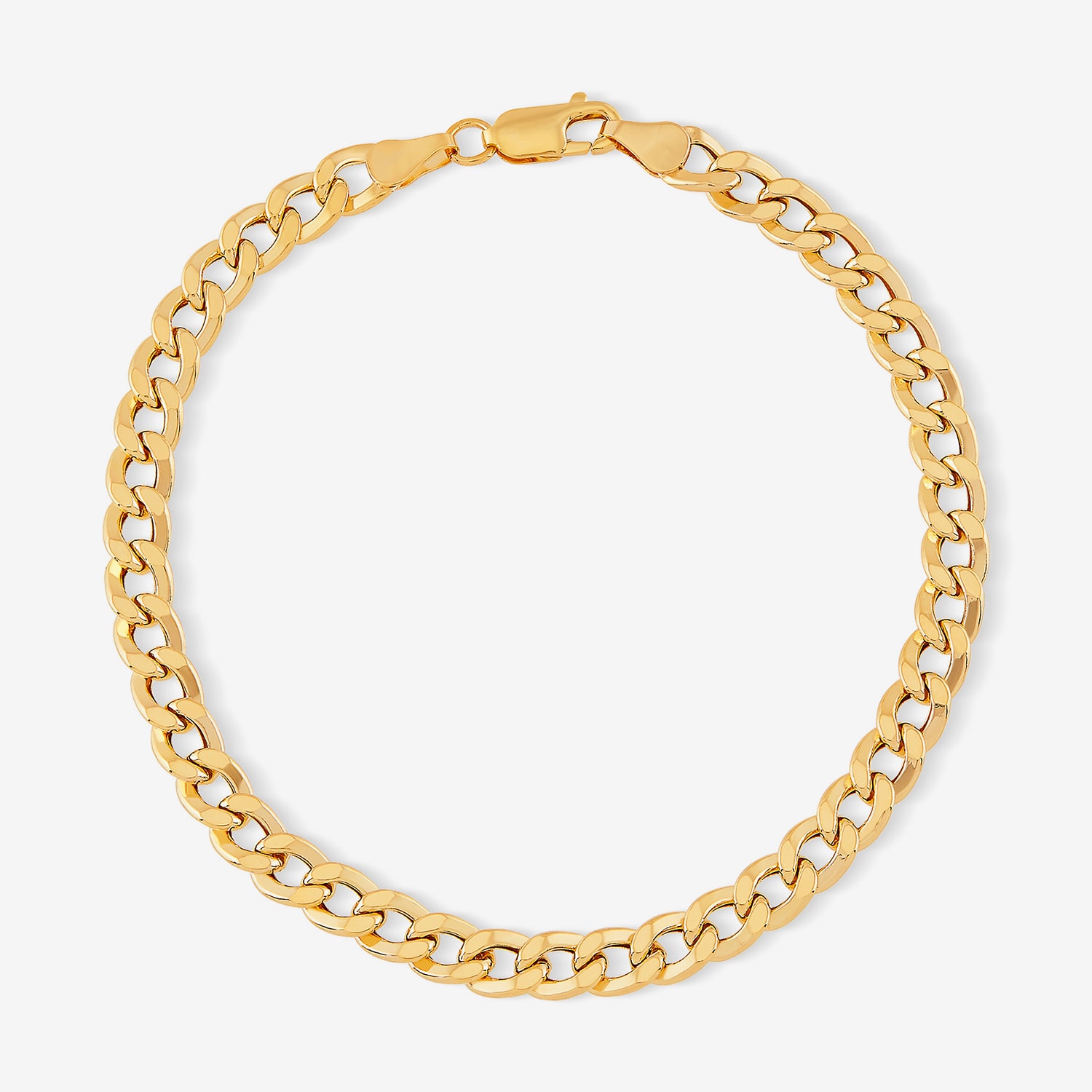 Mens 10K Gold 8.5 Inch 6mm Semi-Solid Curb Bracelet