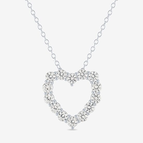 YES PLEASE! Lab Created White Sapphire Heart Pendant Necklace in Sterling Silver