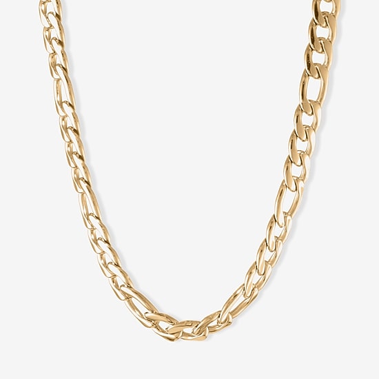 Mens Stainless Steel & Gold-Tone IP 22" 11mm Figaro Chain