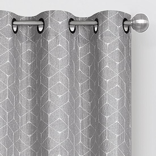 Regal Home Geo Cube Jacquard Grommet Top Light-Filtering Set of 2 Curtain Panel
