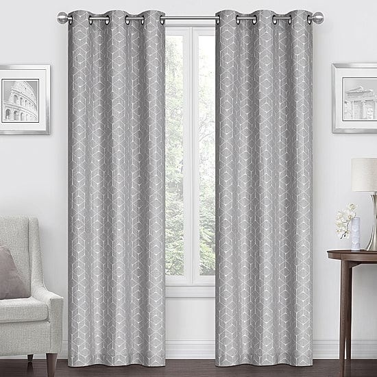 Regal Home Geo Cube Jacquard Grommet Top Light-Filtering Set of 2 Curtain Panel