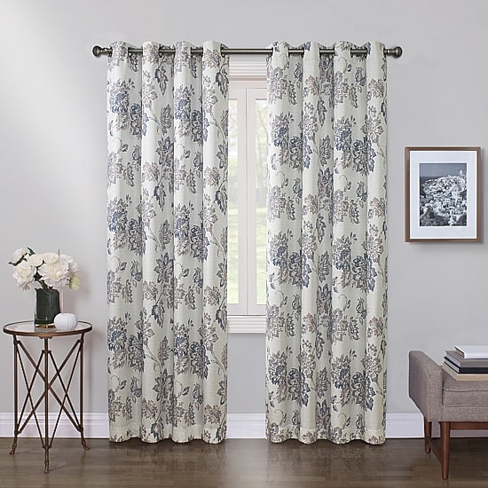 Max Blackout Prescott Print Grommet Top 100% Blackout Single Curtain Panel