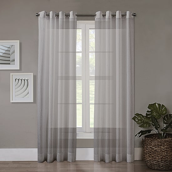 Regal Home Crushed Voile Solid Grommet Top Sheer Single Curtain Panel