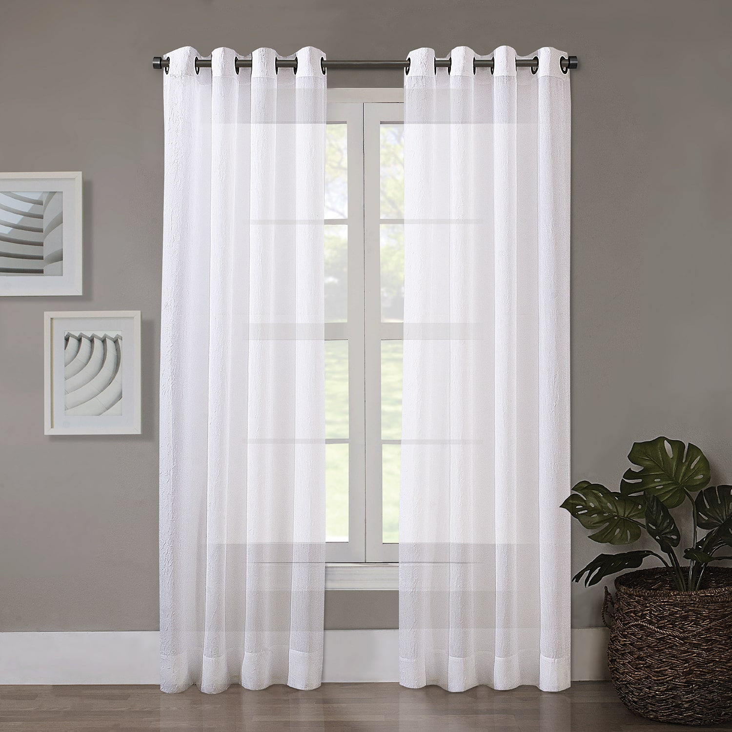 Regal Home Crushed Voile Solid Grommet Top Sheer Single Curtain Panel