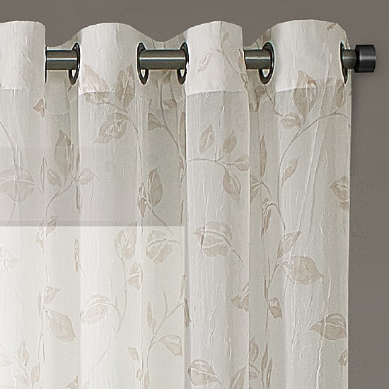 Regal Home Crushed Voile Leaves Print Grommet Top Sheer Single Curtain Panel
