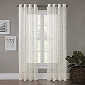 Regal Home Crushed Voile Leaves Print Grommet Top Sheer Single Curtain Panel