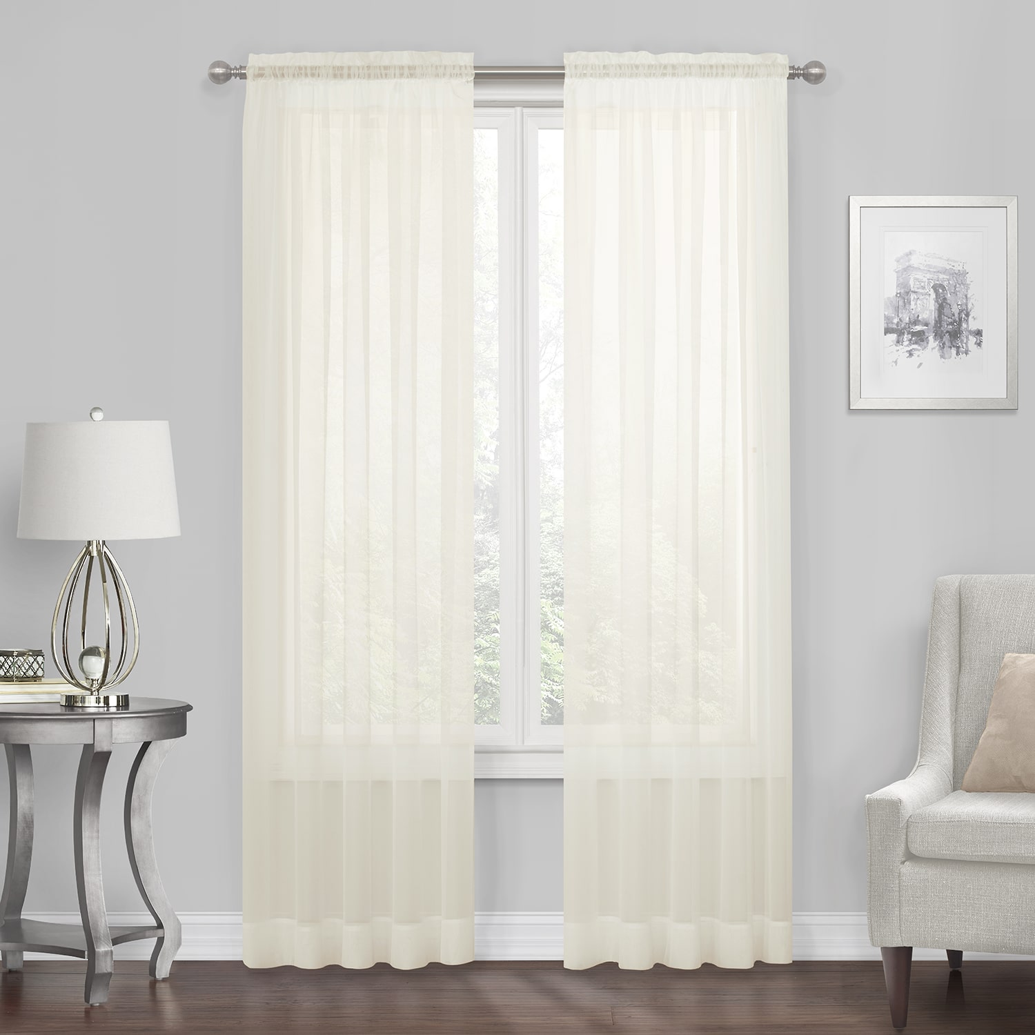 Regal Home Solid Voile Rod Pocket Sheer Single Curtain Panel
