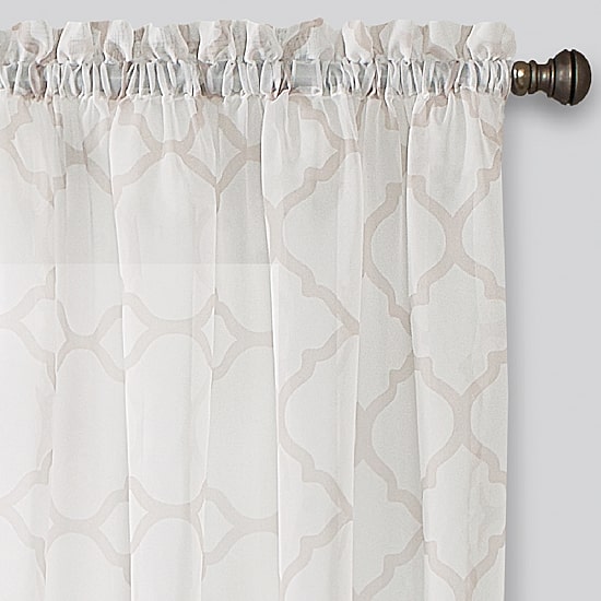 Regal Home Fret Printed Voile Rod Pocket Sheer Single Curtain Panel