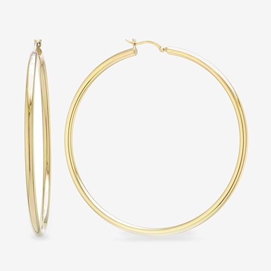 Womens 14K Gold Over Silver Sterling Silver 65mm Hoop Earrings