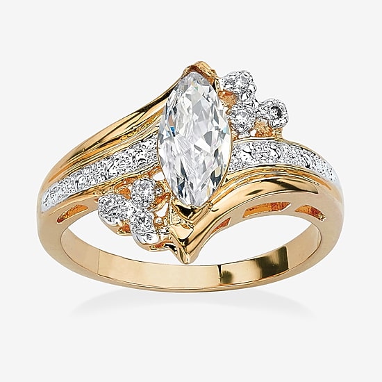 Womens 1 1/10 CT. T.W.  Cubic Zirconia 14K Gold Over Brass Engagement Ring