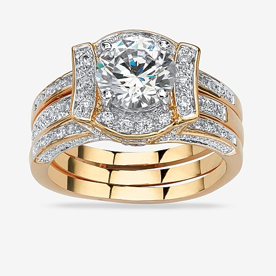 Womens 2 1/3 CT. T.W. Cubic Zirconia 18K Gold Over Brass Bridal Set