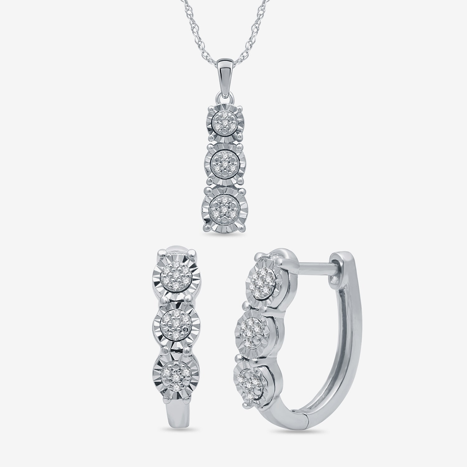 Womens 1/ CT. T.W. Natural White Diamond Sterling Silver 2-pc. Jewelry Set
