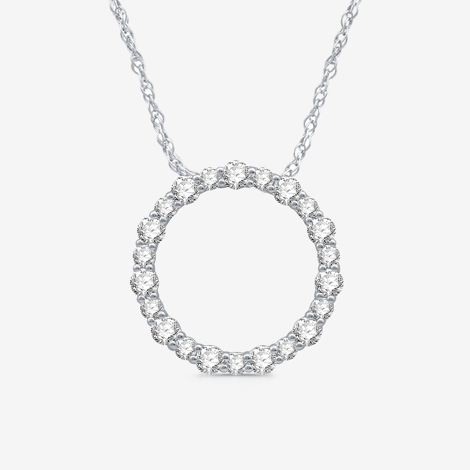 Womens 1 CT. T.W. Natural White Diamond Sterling Silver Circle 18 Inch Pendant Necklace