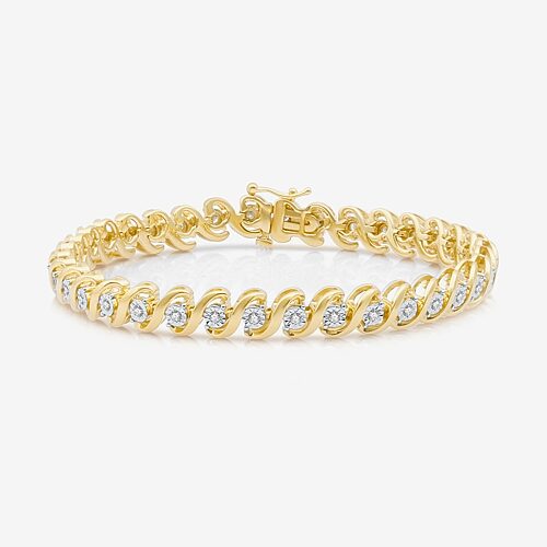 Womens 1/2 CT.T.W. Natural Diamond 14k Gold Over SIlver Tennis Bracelet, One Size