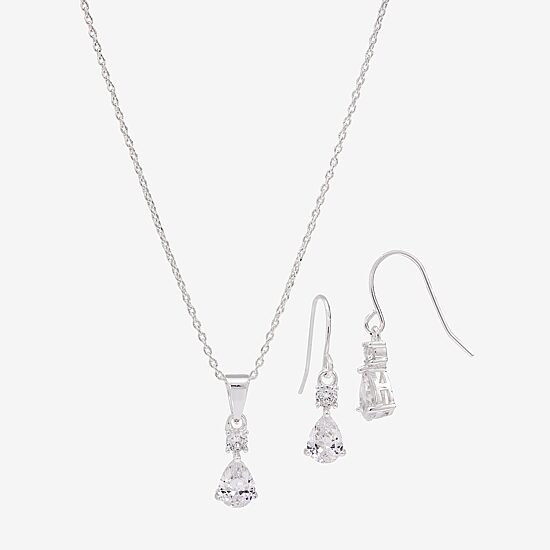 Sparkle Allure Womens Cubic Zirconia Pure Silver Over Brass 2-pc. Jewelry Set