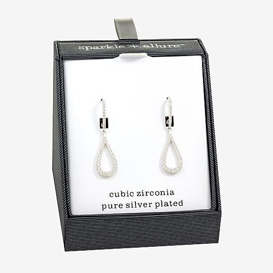 Sparkle Allure Womens Cubic Zirconia Pure Silver Over Brass Pear Drop Earrings