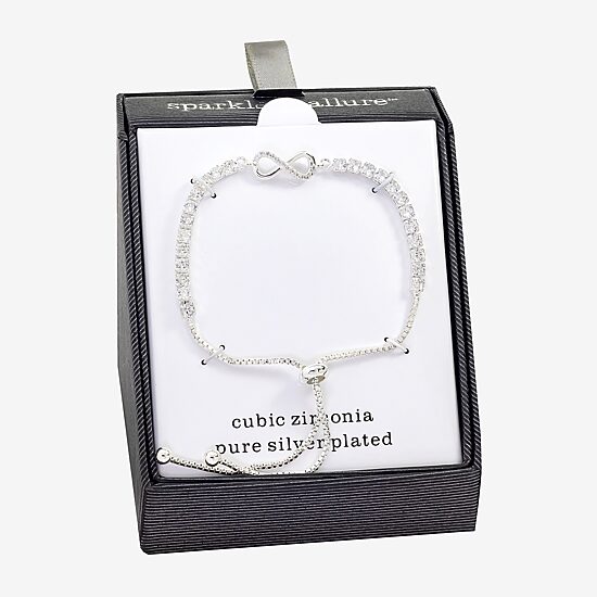 Sparkle Allure Womens Cubic Zirconia Pure Silver Over Brass Infinity 6 3/4 Inch Tennis Bracelet