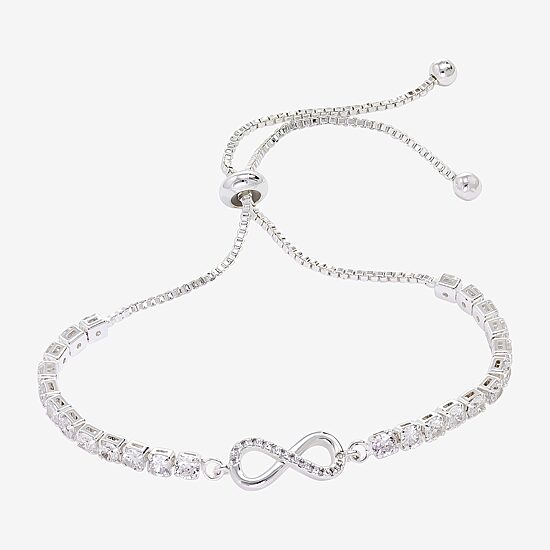 Sparkle Allure Womens Cubic Zirconia Pure Silver Over Brass Infinity 6 3/4 Inch Tennis Bracelet