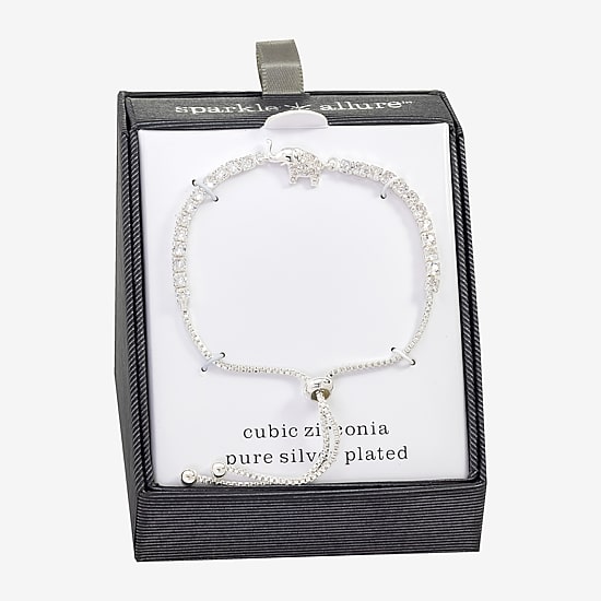 Sparkle Allure Elephant Womens Cubic Zirconia Bolo Bracelet