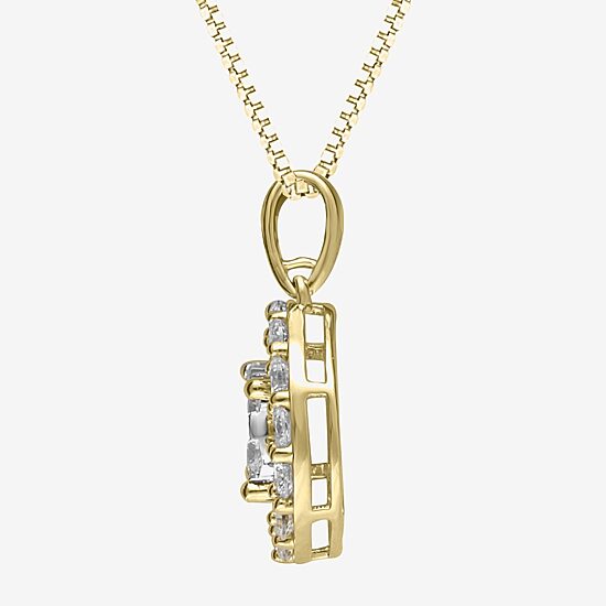 Womens 1 CT. T.W. Natural White Diamond 14K Two Tone Gold Round 18 Inch Pendant Necklace