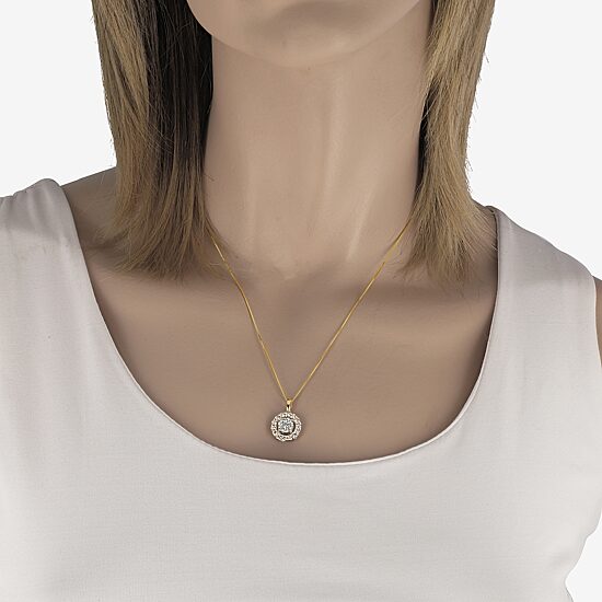 Womens 1 CT. T.W. Natural White Diamond 14K Two Tone Gold Round 18 Inch Pendant Necklace