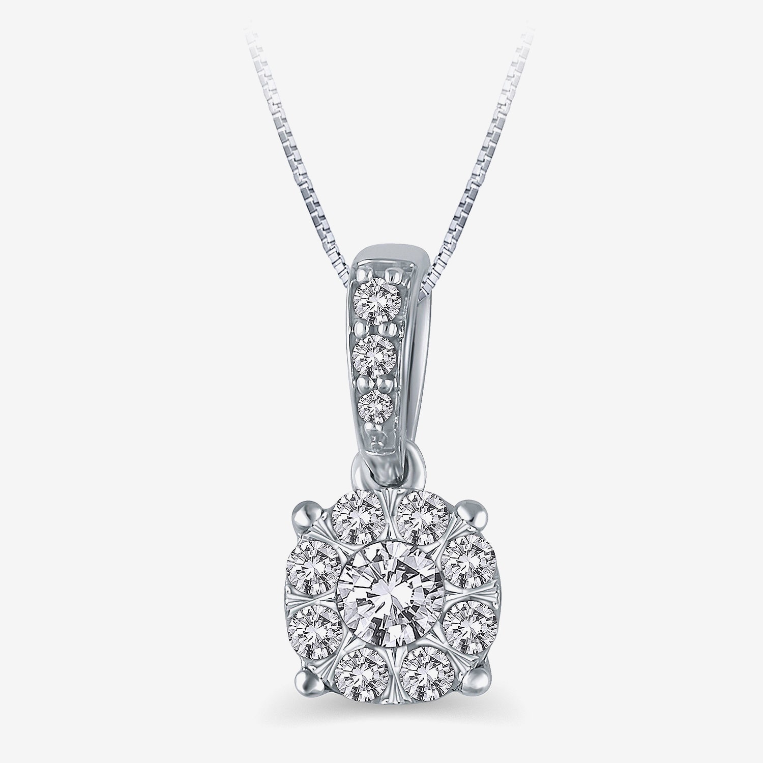 Womens 1/4 CT. T.W. Natural White Diamond 10K Gold Round 18 Inch Pendant Necklace