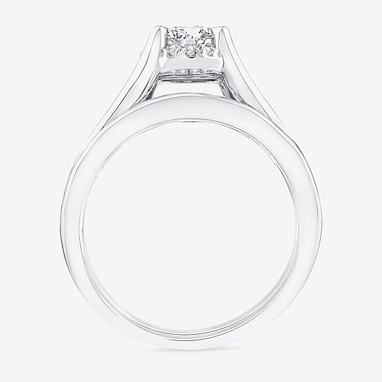 (F / VS2) Womens 1 1/2 CT. T.W. Lab Grown White Diamond 10K or 14K Gold Round Side Stone Bridal Set