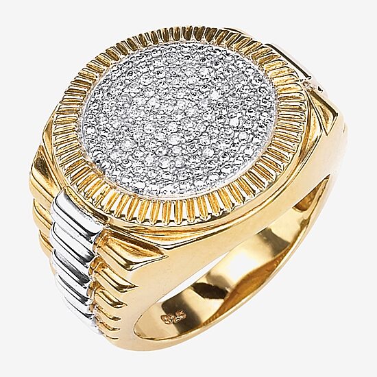 Mens 1/6 CT. T.W. Natural White Diamond 18K Gold Over Silver Fashion Ring