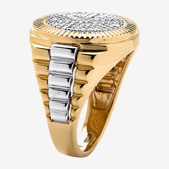 Mens 1/6 CT. T.W. Natural White Diamond 18K Gold Over Silver Fashion Ring