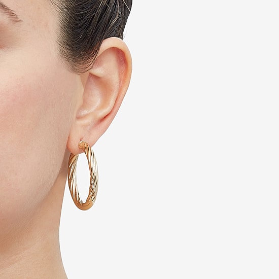 Made in Italy Womens 14K Gold 35mm Round Hoop Earrings