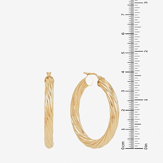 Made in Italy Womens 14K Gold 35mm Round Hoop Earrings