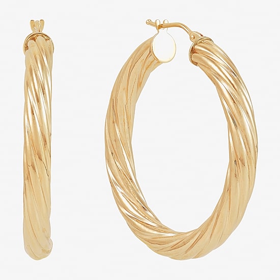 Made in Italy Womens 14K Gold 35mm Round Hoop Earrings