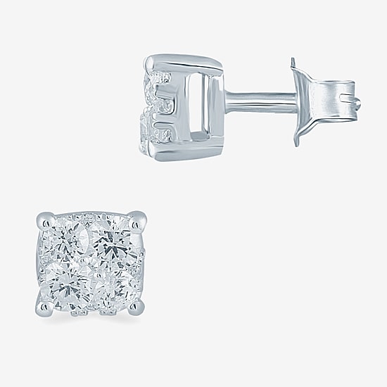 1/4 CT. T.W. Natural White Diamond Sterling Silver 3.8mm Stud Earrings